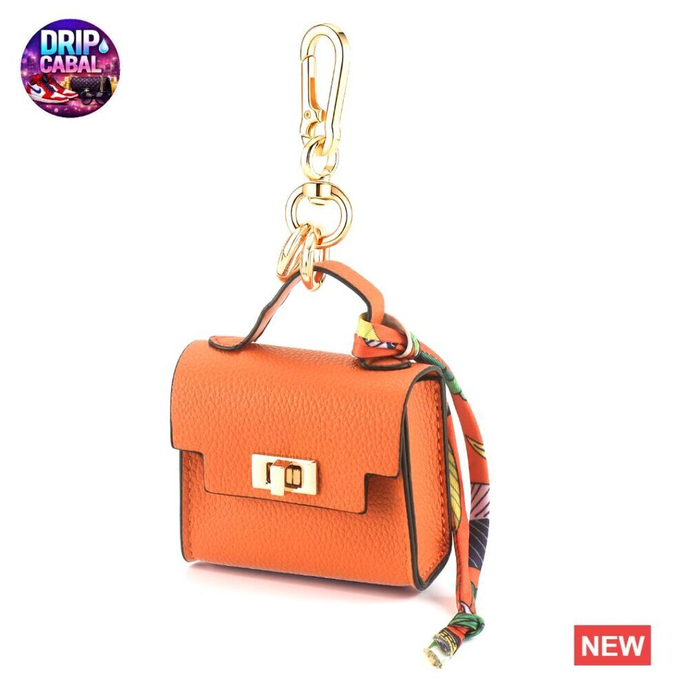 Mini Backpack Keychain Leather Coin Purse Cute Handbag Charm Twist Lock
